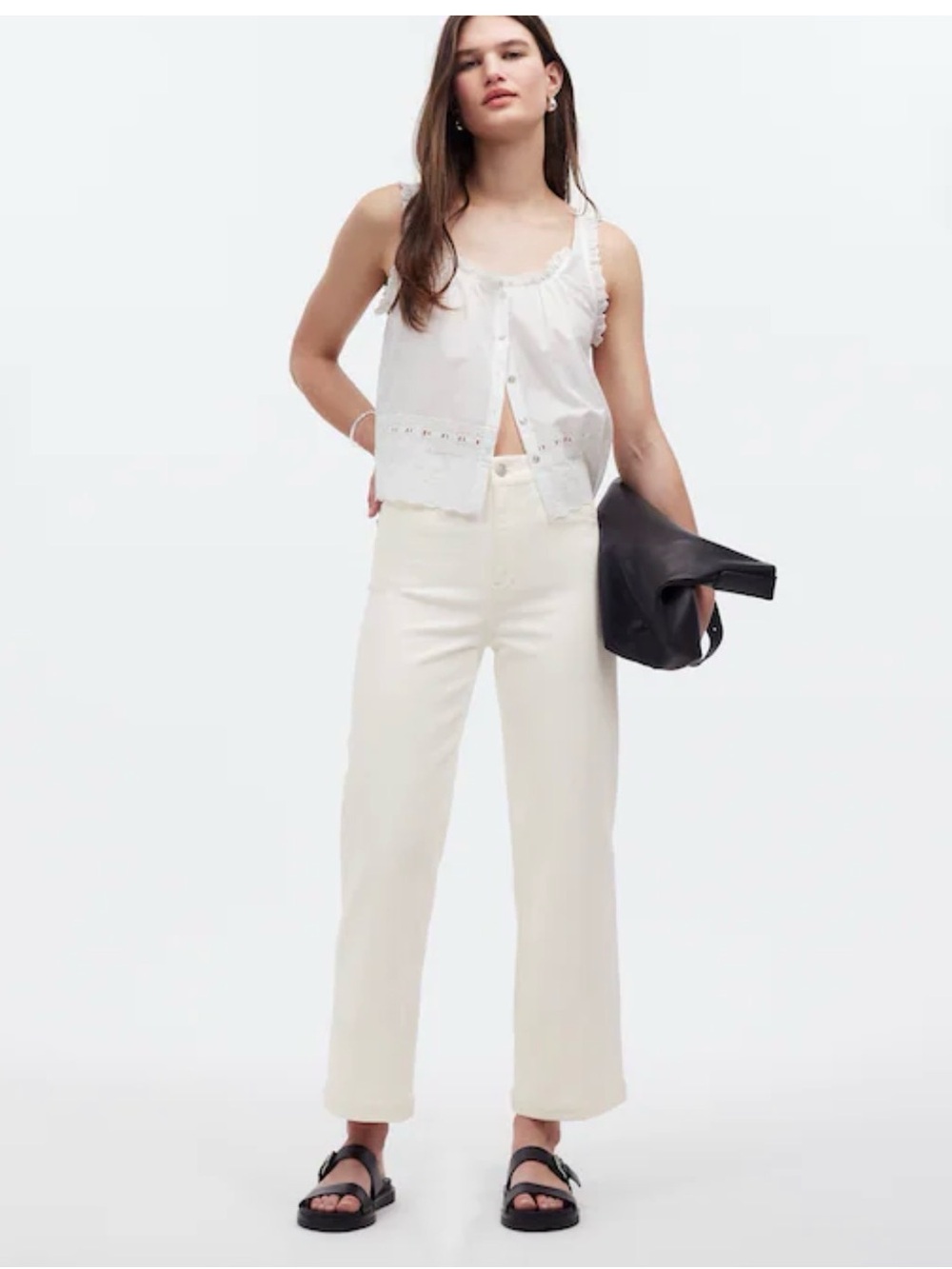 Madewell Emmett  Crop Jean Welt Pocket Edition Tile White Size 29